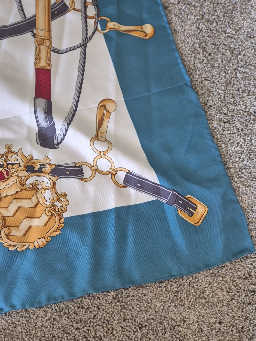 Silk Decorative Scarf Throw in Teal and Gold